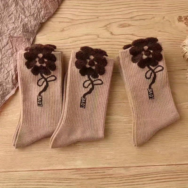 1PACK/3 Pairs of Cute Bear Socks Autumn and Winter Crew Socks, Men's Socks, Women's Socks