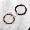 Heart Magnetic Couple Bracelet: Natural Stone, White Pine, and Tiger Eye Beaded Jewelry for Women