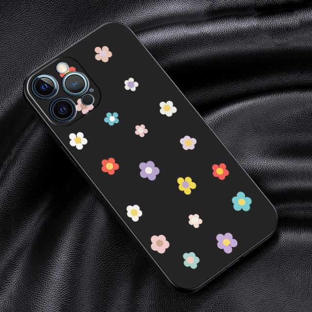 Custodia Per Apple iPhone 14 13 11 12 Pro 7 XR X XS Max 8 Plus 6 6S SE 2022 13Pro Nera Morbida Telefono Funda Fiore Piccolo Dinosauro