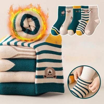 5 Paare Kinder Winter Ultra Dicke Frotteesocken Weiche und Zarte Sportliche Gestreifte Socken Kinder Accessoires Mode 1-16 Jahre