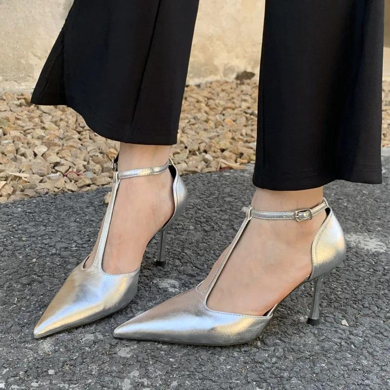 Fashion Luxury Women's High Heels Spring Autumn Brand Women Shoes Fashion Pointed Toe Ladies Elegant Hollow Out Sandal Zapatilla De Muje