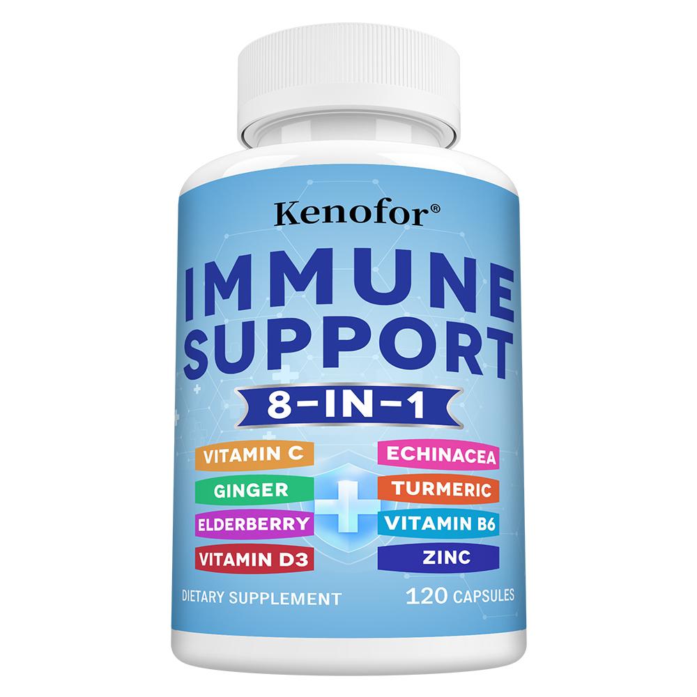 Vitamin C Supplement, With Black Elderberry, Turmeric Powder, Echinacea, 120 Capsules 120 Capsules