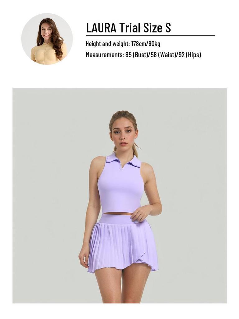 Rychleschnoucí plisovaná tenisová a jógová sukně – Nude, s ochranou proti odhalení, outdoorové fitness oblečení