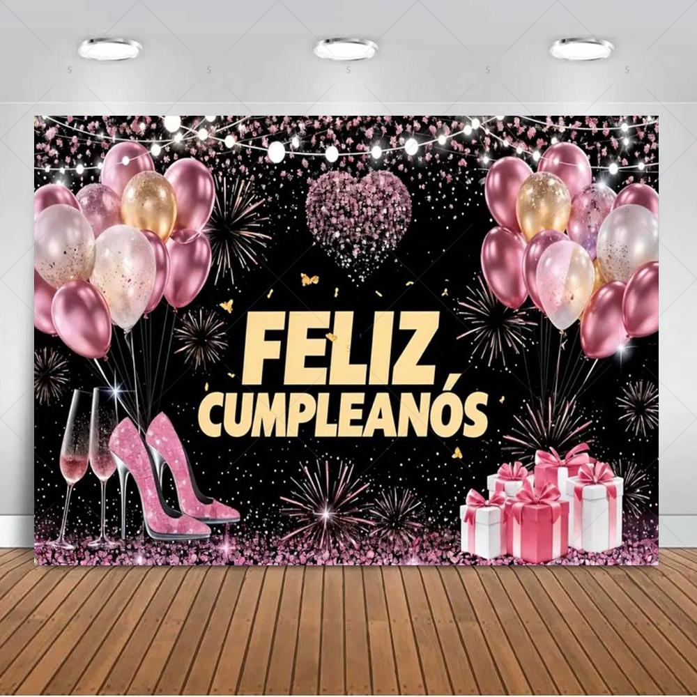 Spanish Happy Birthday Theme Background Supplies Colorful Balloon Birthday Party Decor Backdrop Banner Kid Gift Photo Shoot Prop