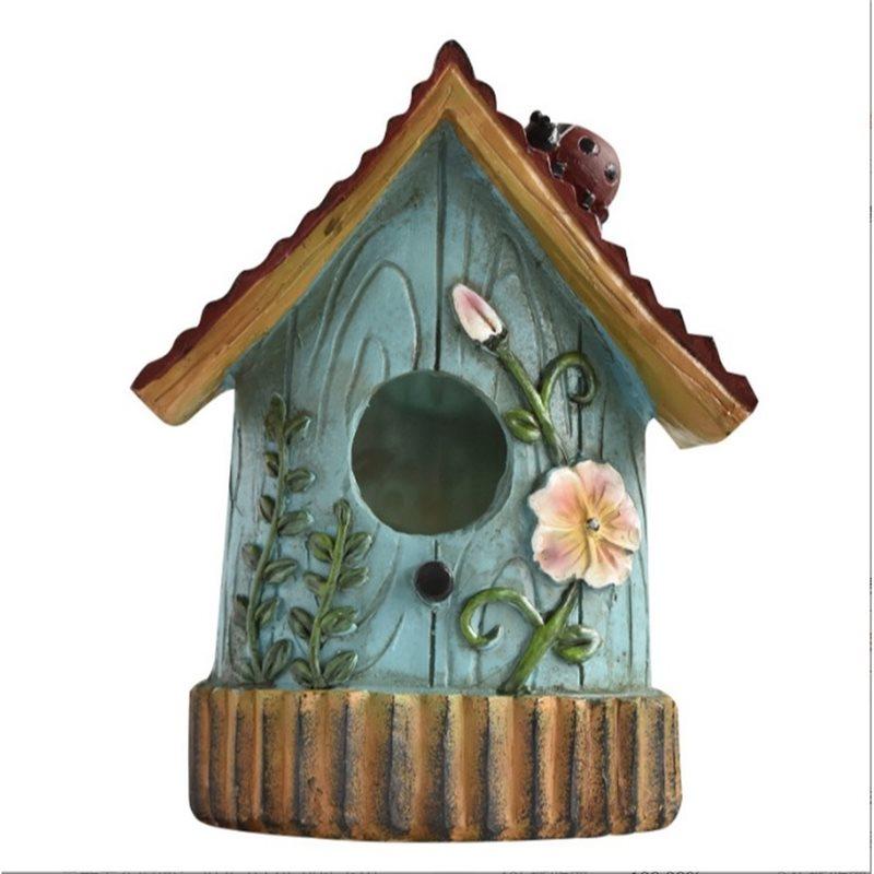 J1UL1N 2 Pcs Bird House For Outside Hanging Bird Houses For Outdoor Colorful Decorative Cute Resin Bird Houses
