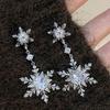 1 Pair Personalized Elegant Luxurious Snowflake Glass Inlaid Christmas Stylish Earrings For Women
