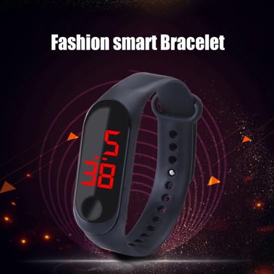 Adjustable Strap Button Control LED Display Electronic Digital Watch Bracelet