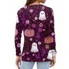 Women's Fashion Casual Halloween Printed Round Neck Long Sleeve Pullover Top