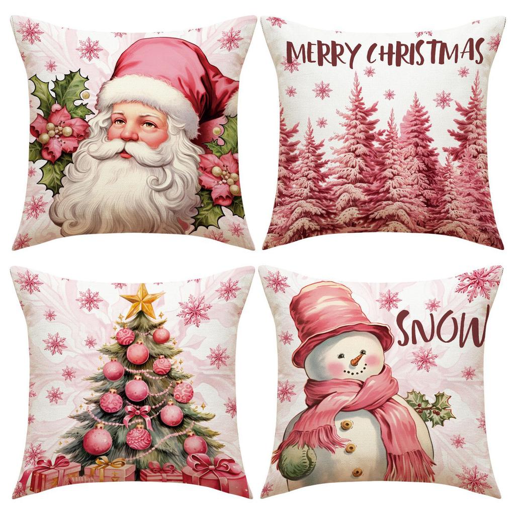 Popular Christmas Pillowcases for Holidays Santa Claus Linen Home Decoration Pillowcases