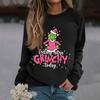 Women's Fashion Casual Long Sleeve Solid Color Christmas Printed Round Neck Top Sweatshirt