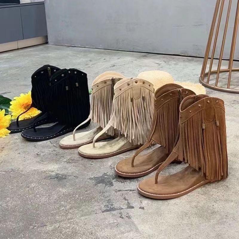 Moda 2024 Nowe letnie modne sandały damskie casualowe retro jeansowe damskie buty klinowe klapki sandały