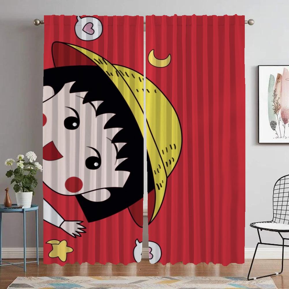 

Плотные шторы для комнаты, 2 панели, чи-би, маруко, кухонные шторы, украшения на Хэллоуин, тюль для спальни, перегородки, гостиной W60xH90cmx2pcs-CL