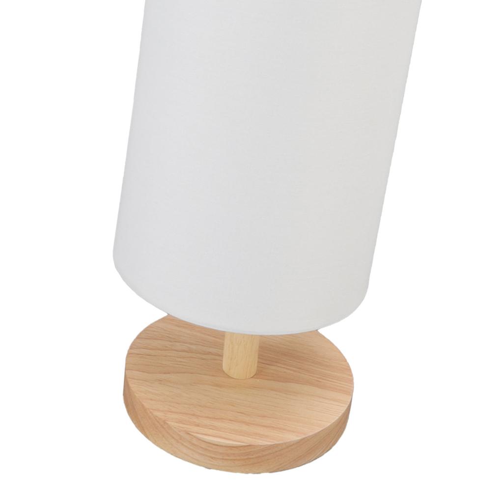 Simple Bedside Table Lamp Dimmable LED Retro Fabric Wooden Bedside Nightstand Lamp for Bedroom