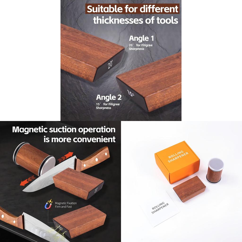 Sandalwood Doublesided Diamond Knife Sharpener With Nonslip Base For Kitchen Use