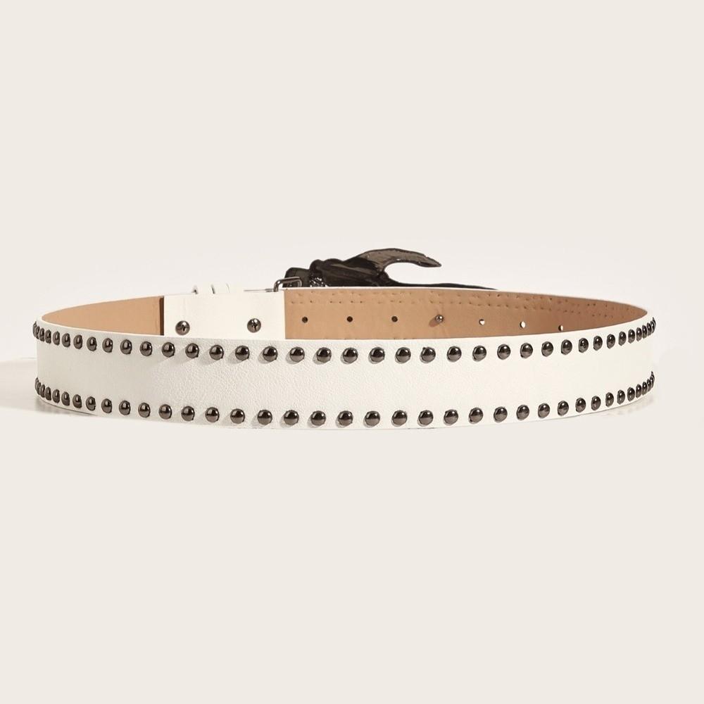 American Punk Skull Rivet Belt Skeleton PU Leather Waistbands Fashion Love Hand Palm Belt  Daily