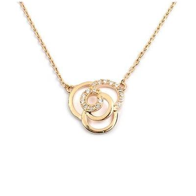 [M8874] - Gold Plated Necklace 'Rosa Romantica' White Gold - 14 Mm