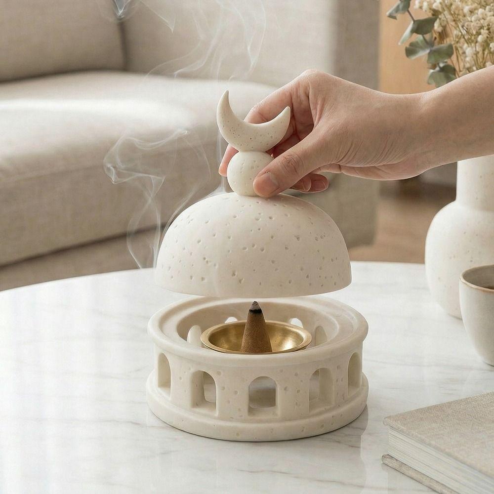 Resin Ramadan Aromatherapy Cup Architectural Style Crescent Aromatherapy Burner  Tea Table