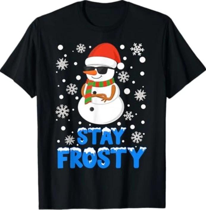 

Christmas Tee Funny Frosty Xmas Cool Snowman Women Men 100% Cotton T-shirt Mens Tees Top XL