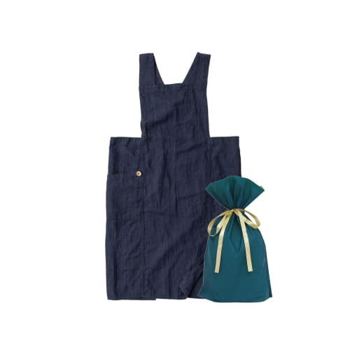 Set of 2 (Lino e Lina Full Linen Apron, Anita Nocturne A308, and Gift Bag with Ribbon)
