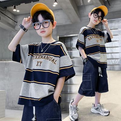 Kurzarm-T-Shirt aus Baumwolle für Jungen, Sommerkleidung für Kinder mittleren Alters, Halbarm-T-Shirt von Fried Street im Western-Stil