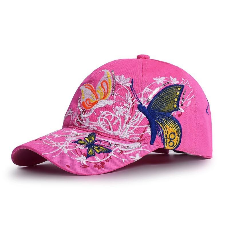 

Женская весенне-осенняя универсальная бейсболка, новый стиль, этническая вышивка, черная шляпа от солнца, бейсболка, шляпа с цветком на макушке Adjustable