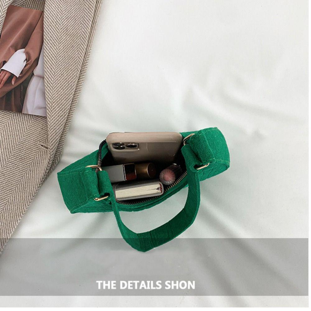 Einfarbige Stoff-Schultertasche Filz-Handtasche mit Aufdruck Elegante Halbmond-Achseltasche Reise