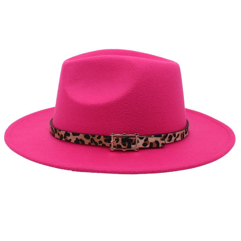 Temperament Bowler Hut Leopard Gürtelschnalle Nische Jazz Hut Männer und Frauen Trend Filzhut Bühnenauftritt Tweed Hut
