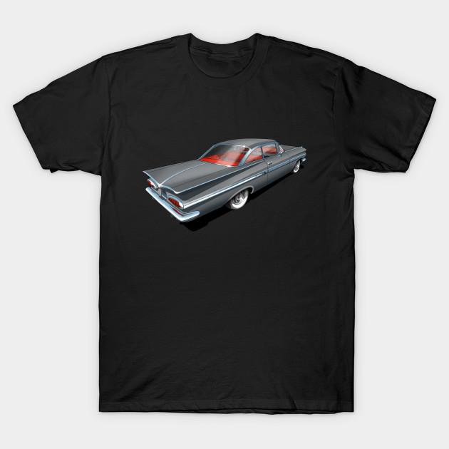 

Men Black Print T-shirt 1959 Chevrolet Impala In Grecian Gray No-Cut Transfer Paper Print Cotton Tshirt M
