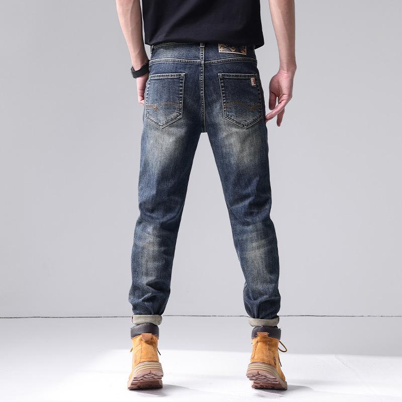 Spring and Summer New Men's American Retro Slim Straight Big Beef Stretch Jeans Trousers Men