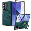 Luxury Business Magnetic Kickstand Tempered Glass Leather Phone Case For Samsung Galaxy Z Fold 7 6 5 4 3 Screen Protection Cover
