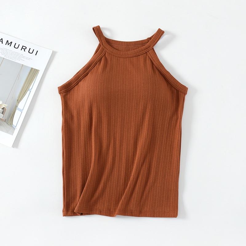 

Чашка без рукавов, интегрированный бюстгальтер, жилет с подкладкой, жилет для йоги L коричневый