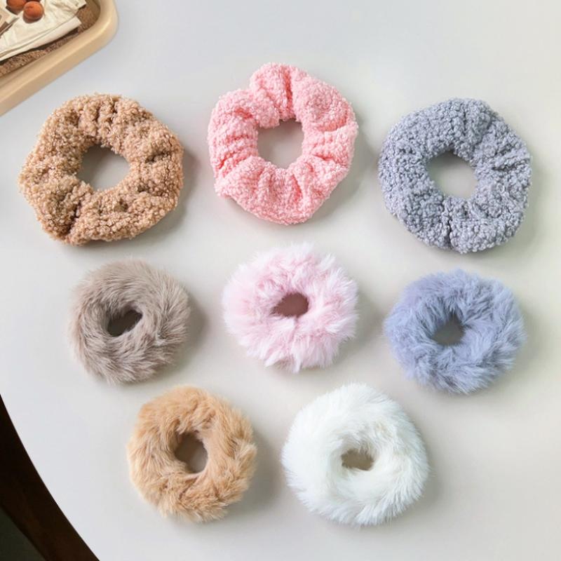 7 Pcs/Set Women Hair Scrunchies Set Plush Solid Hair Band For Girls Ponytail Holder Rubber Bands Hair Ties Hair Accessories