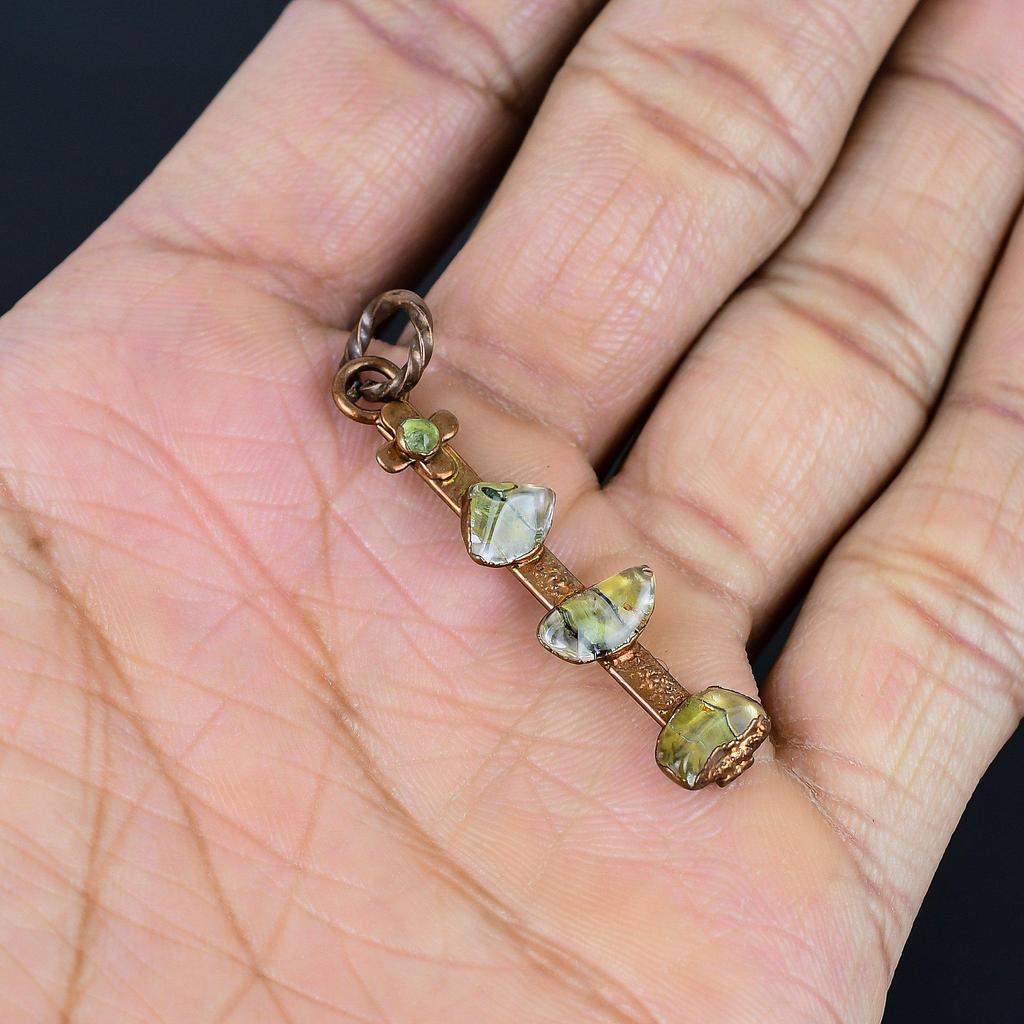 Zitrin Anhänger, Kupfer elektrogeformter Edelsteinschmuck, Handgefertigter Anhänger, Für Thanksgiving