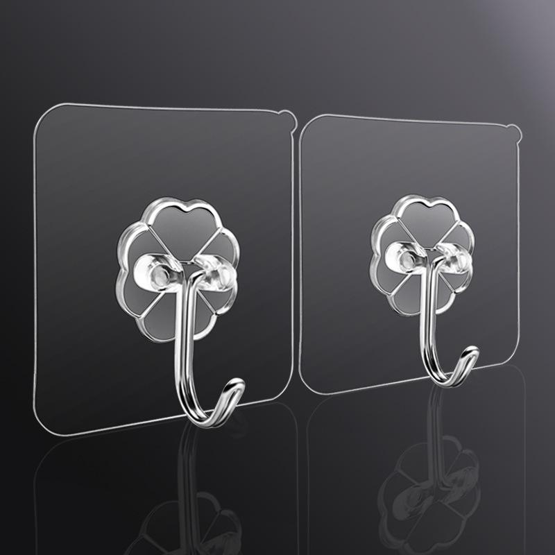 Transparent No-Punch Adhesive Hook for Bathroom or Kitchen