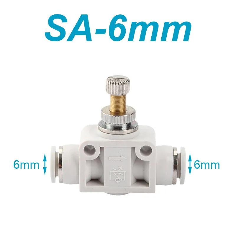 Pneumatic Throttle Valve SA-4/6/8/10/12mm Pneumatic Air Connector Fitting Control Valve OD Hose Plastic Push In