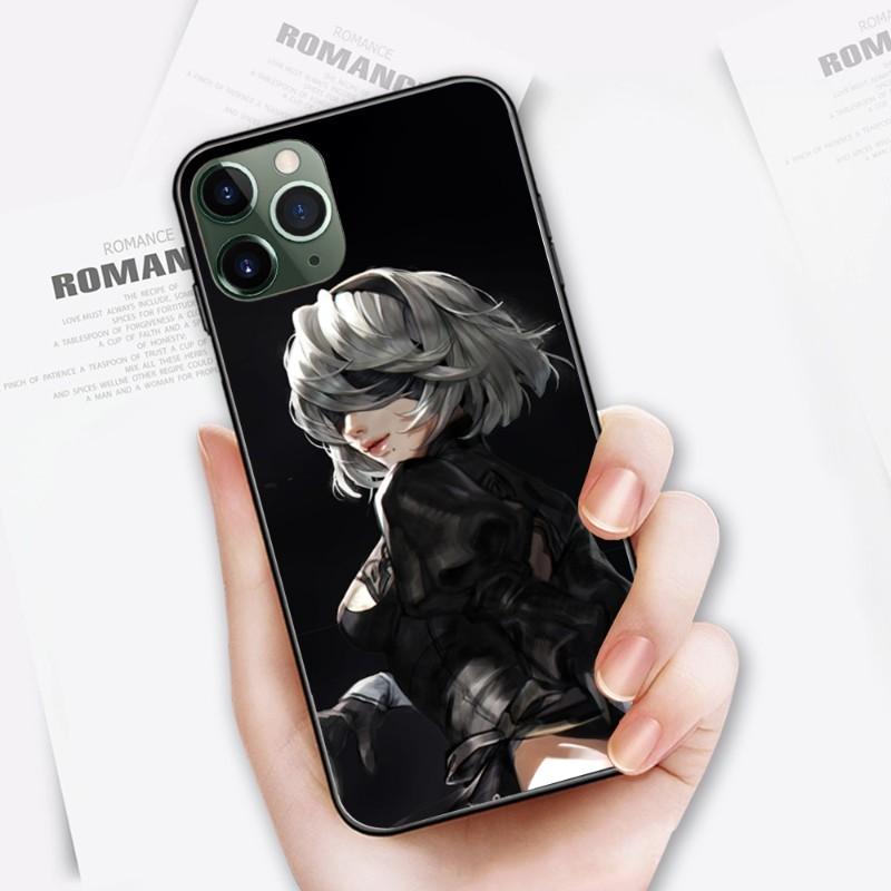 Cute Girl Nier Automata Phone Case For IPhone 14 13 12 11 XS X 8 7 6 Plus Mini Pro Max SE 2022 Soft Black Phone Cover