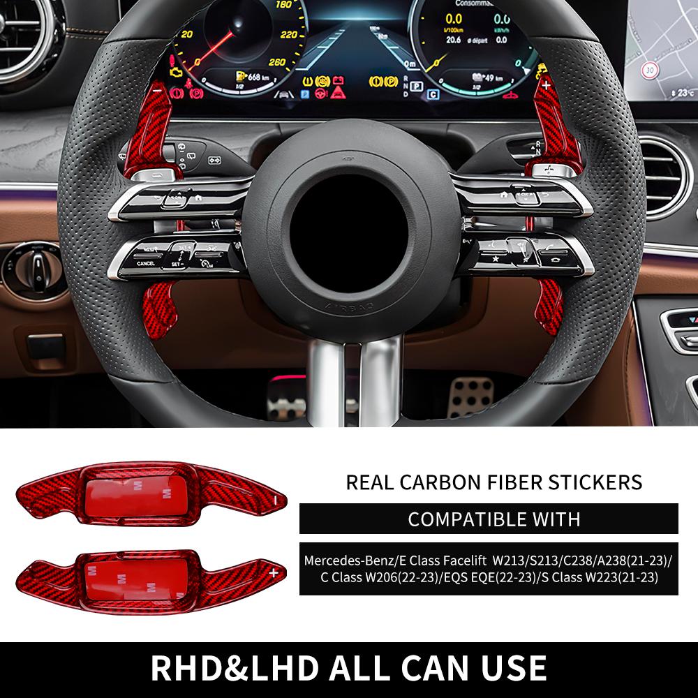 2025 Hot Racing Grills Carbon FIber Car Steering Wheel Paddle Shift For Mercedes-Benz C/E/S Class W206 Facelift W213/S213/C238/A