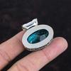 Faceted Swiss Blue Topaz Pendant Gemstone Pendant Antique Jewelry 925 Sterling Silver Pendant Vintage Pendant Handmade Jewelry Gifts For Her