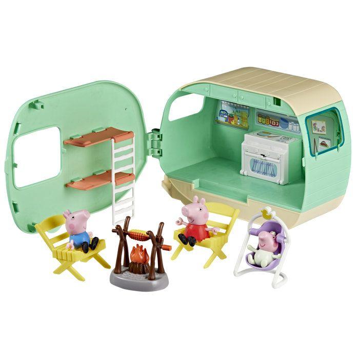 Peppa Pig La caravane des trois petits cochons, coffret de 3 figurines avec Bébé Evie, jouets préscolaires pour enfants, dès 3 ans