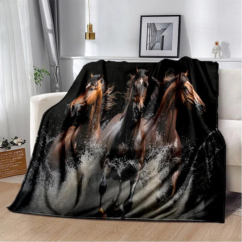 Horse Animal Pentium Gallant Steed Blanket,Soft Throw Blanket for Home Bedroom Bed Sofa Picnic Travel Office Cover Blanket Kids