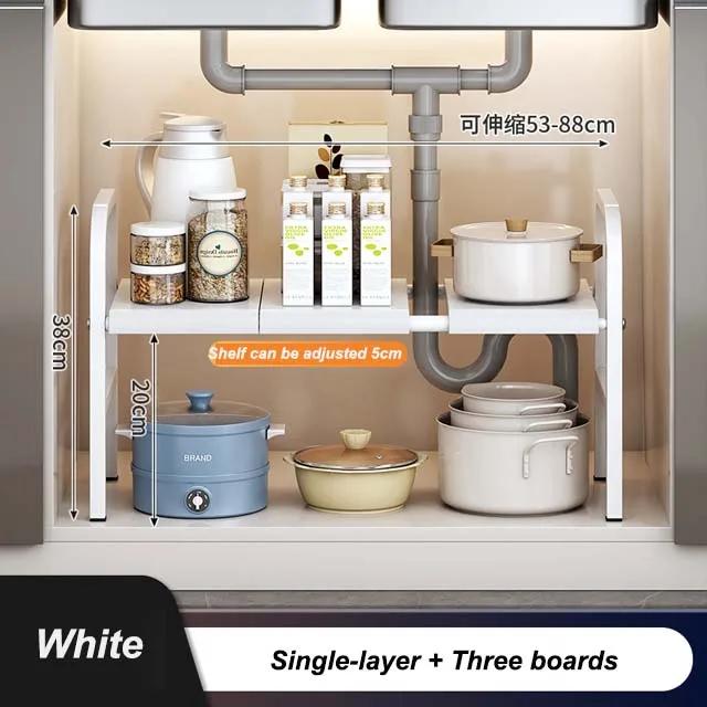 

Under The Sink Shelf Flexible Layered Rack Cabinet Organizer Sundries Telescopic Holder Countertop Storage Rack Under Sink Shelf