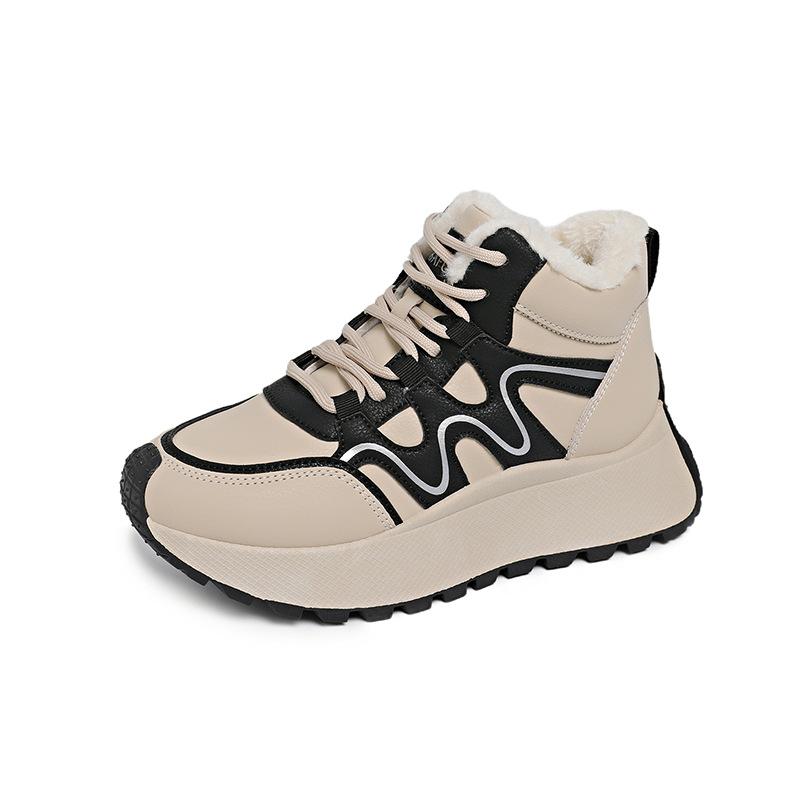 Women's Soft Elastic Thick Sole Winter Warm Cold Padded Snow Boots Non-slip Wear Outdoor Leisure High-top Sneakers Cotton Boots