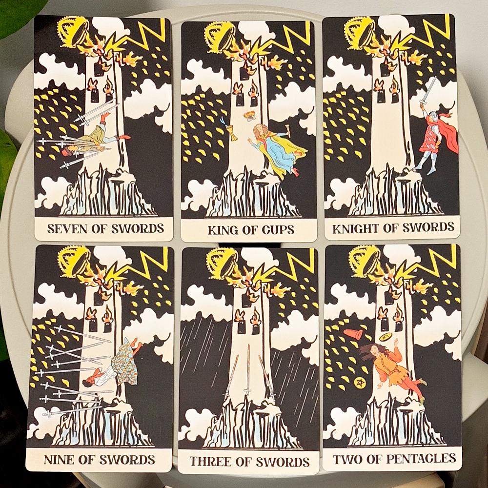 Tower Takeover Tarot Deck in Rigid Box 12*7cm, Unique 79-Card Tarot Set for Transformation & Liberation Double-embossed