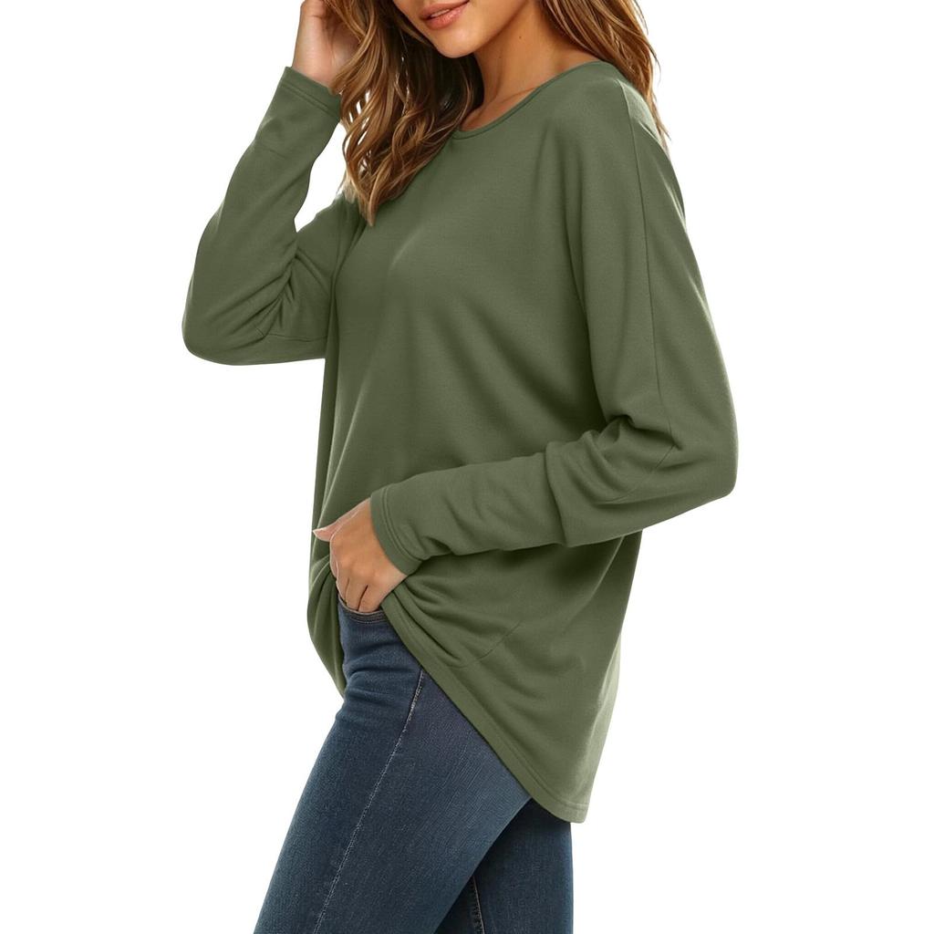 Women's Casual Color Long Sleeve Top for Fashion Everyday Wear
