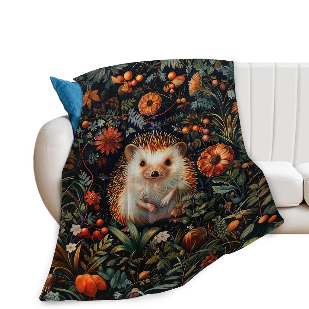 Cute Hedgehog Throw Blanket Super Soft Cozy Lightweight Fuzzy Comfy Flannel Blanket Plush for Couch, Sofa, Bed, Travel, Camping