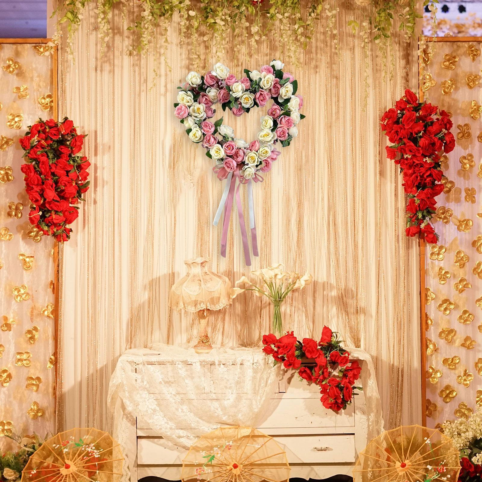 

Подвесной венок на входную дверь в форме сердца, 38 см, декор, гирлянда, реквизит для фотосессии, День святого Валентина розовый