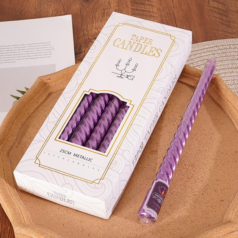 Candlestick Long Candle Romantic Spiral Birthday Western Food Candlelight Dinner Thread Home Wedding Gold Silver Red European Candle