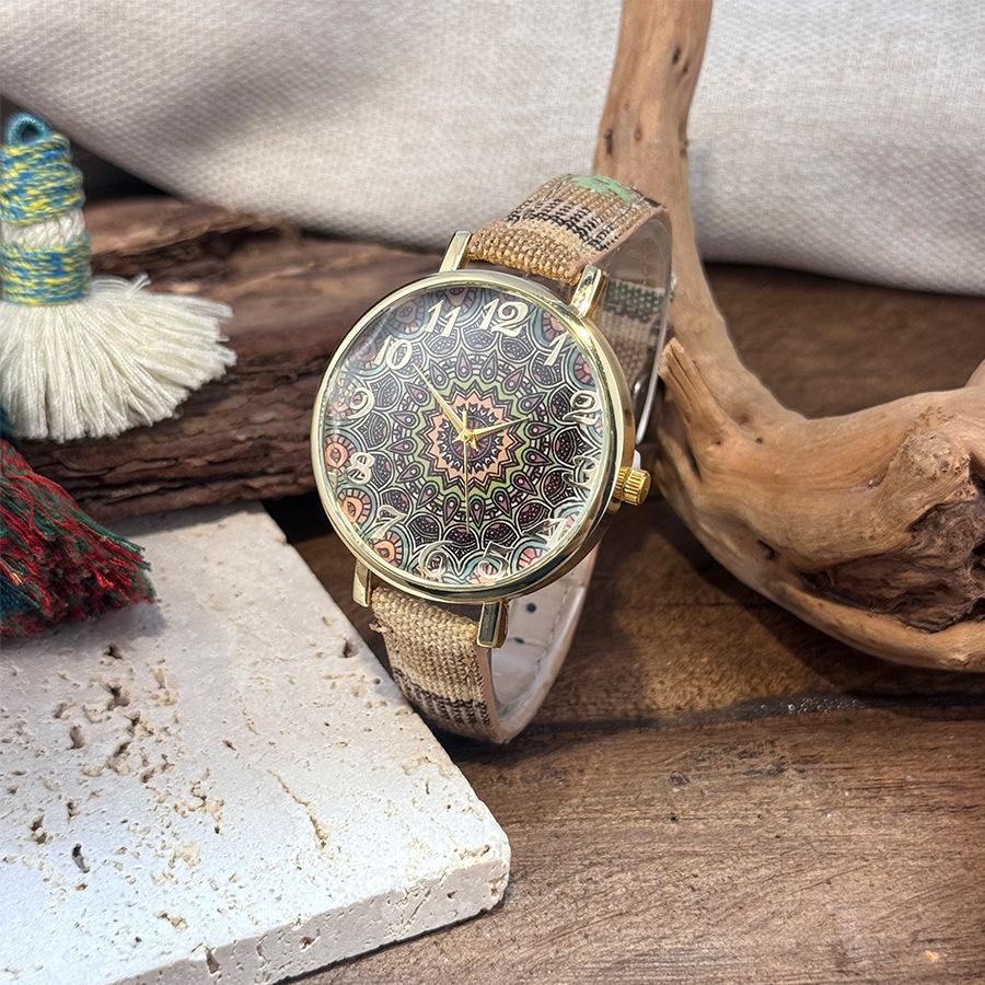 Creative Watch Colored Wind Canvas Strap Vintage Ethnic Wind Ladies Quartz Watch Bosimi Wind Watch