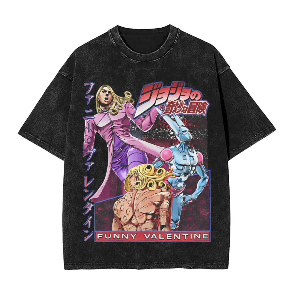 2026 Hot Sale JOJO Bizarre Adventure Gyro Zeppeli T Shirt Men Vintage Washed Oversized Tees Anime Graphic T-shirts Streetwear Cotton Tops Men Women