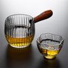 Japanese Side Wooden Handle High Borosilicate Stripe Glass Tea Dispenser Fair Cup Chahai Kung Fu Tea Ceremony Tea Set